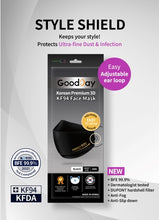 Load image into Gallery viewer, Good Day - Happy Life Premium Black (Adjustable) KF94 Face Mask - Adult 10 Count - Individually Packaged