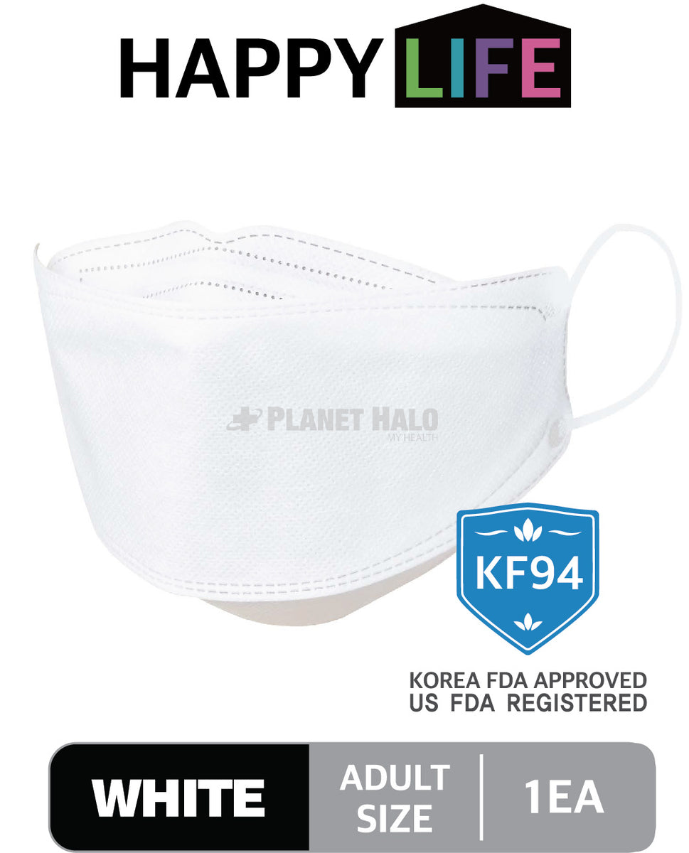 Happy Life Good Day Premium White KF94 Face Mask [Pack of 10