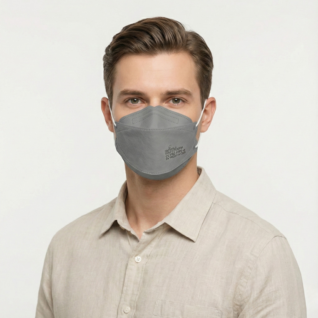 BOTN KF94 Adjustable Gray Face Masks - 10 Count | Advanced Filtration & All-Day Comfort
