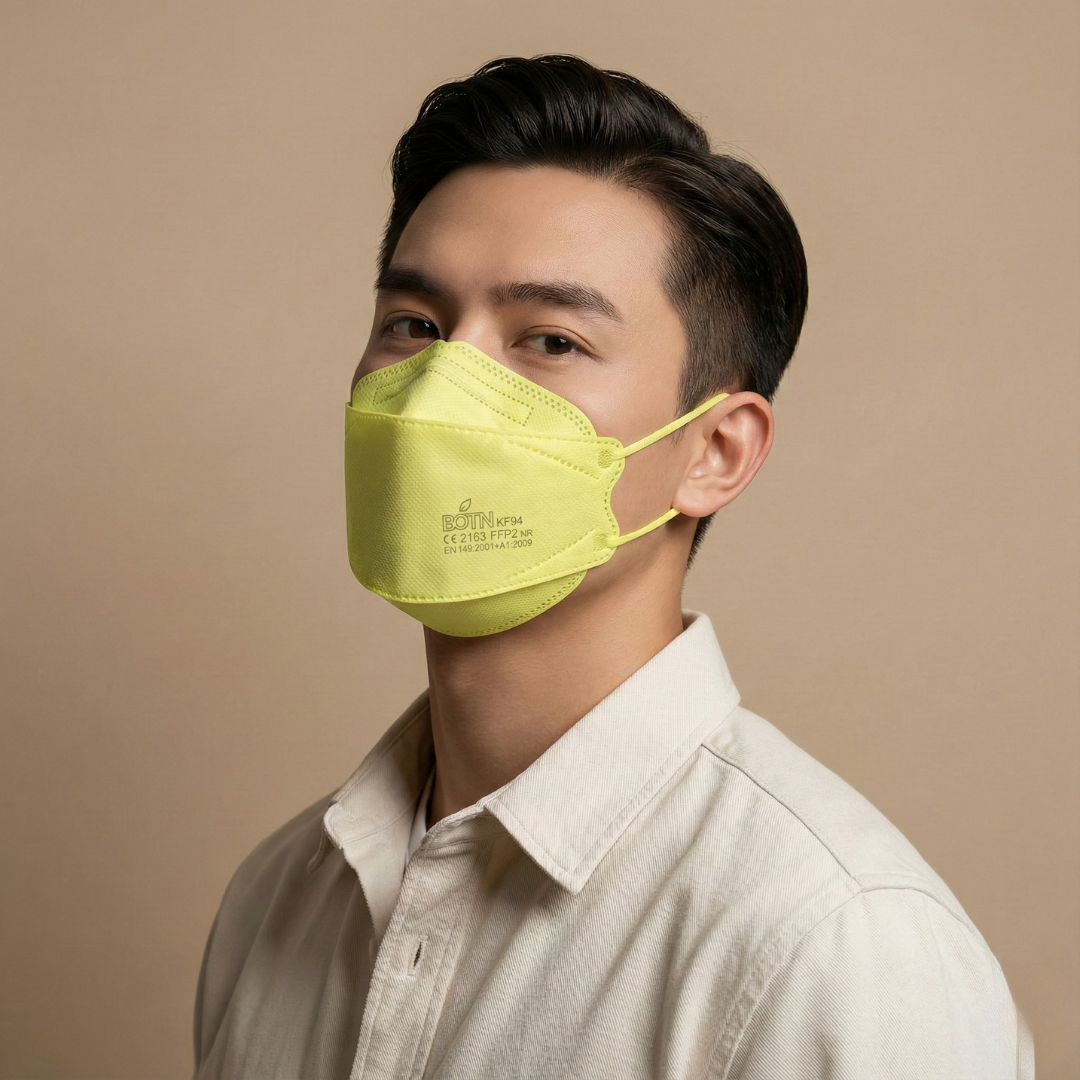 BOTN KF94 Adjustable Yellow Face Masks - 10-Pack, Superior Protection & Comfort