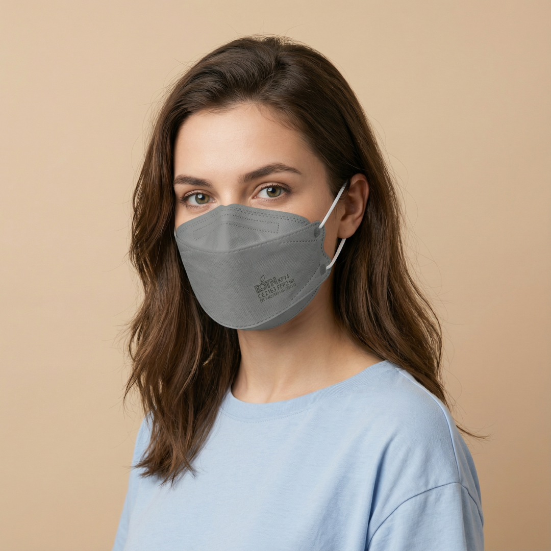 BOTN KF94 Adjustable Gray Face Masks - 10 Count | Advanced Filtration & All-Day Comfort