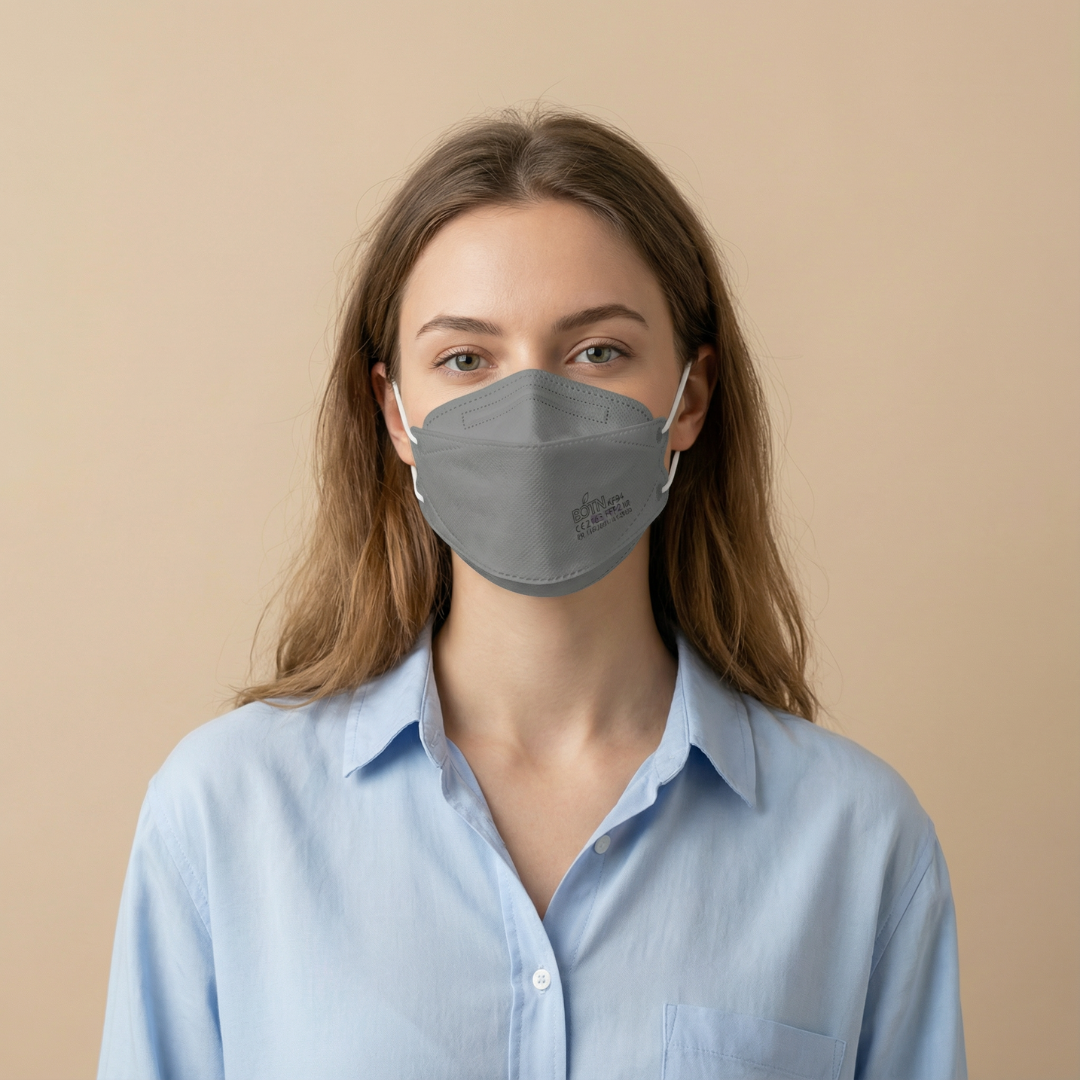 BOTN KF94 Adjustable Gray Face Masks - 10 Count | Advanced Filtration & All-Day Comfort