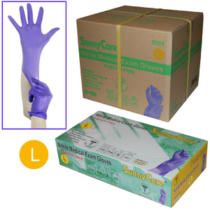 SunnyCare® Nitrile Disposable Gloves Powder Free  (10box/case) S/M/L/XL