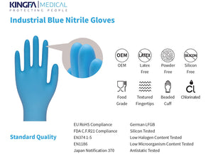 KingFa Disposable Blue Nitrile Gloves KG1101(S/M/L/XL) Blue