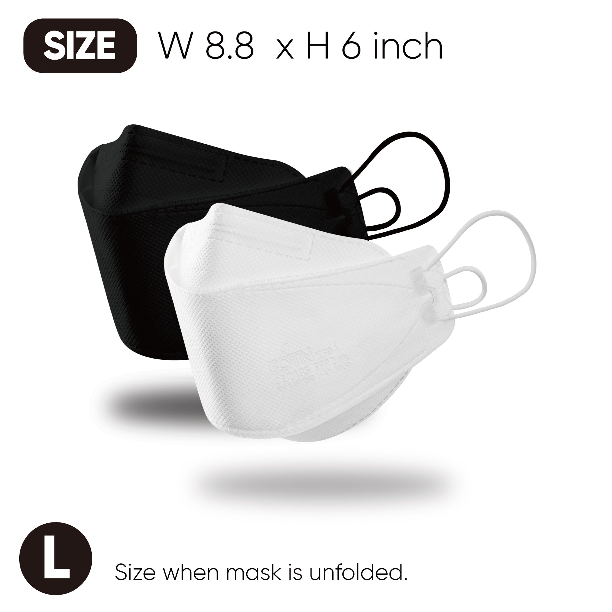 BOTN KF94 Adjustable Face Masks - Black (10 Count) | Ultimate Protection & Comfort