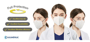 Champak Flat Fold PC520M & PC520L adjustable NIOSH N95 Masks M,L - Pack of 15