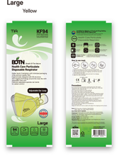 Load image into Gallery viewer, BOTN KF94 Adjustable Yellow Face Masks - 10-Pack, Superior Protection &amp; Comfort
