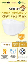 Load image into Gallery viewer, Good Day - Happy Life Premium KF94 Face Mask - Youth / White / 10 Count - Individually Packaged
