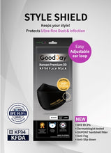 Load image into Gallery viewer, Good Day - Happy Life Premium Black (Adjustable) KF94 Face Mask - Adult 10 Count - Individually Packaged
