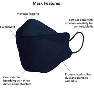 Cleanwell KF94 Face Mask - Adult / Adjustable / Navy Blue - 10 Count