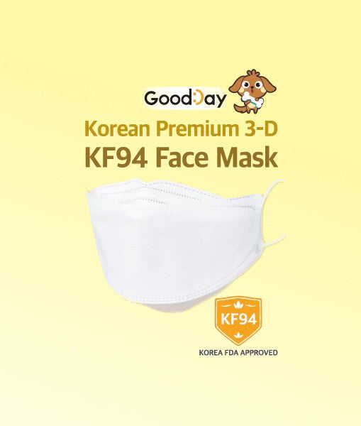 Good Day - Happy Life Premium KF94 Face Mask - Youth / White / 10 Count - Individually Packaged