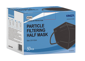 Kingfa KN95 Face Mask - Adult/Black - New Standard GB2626-2019